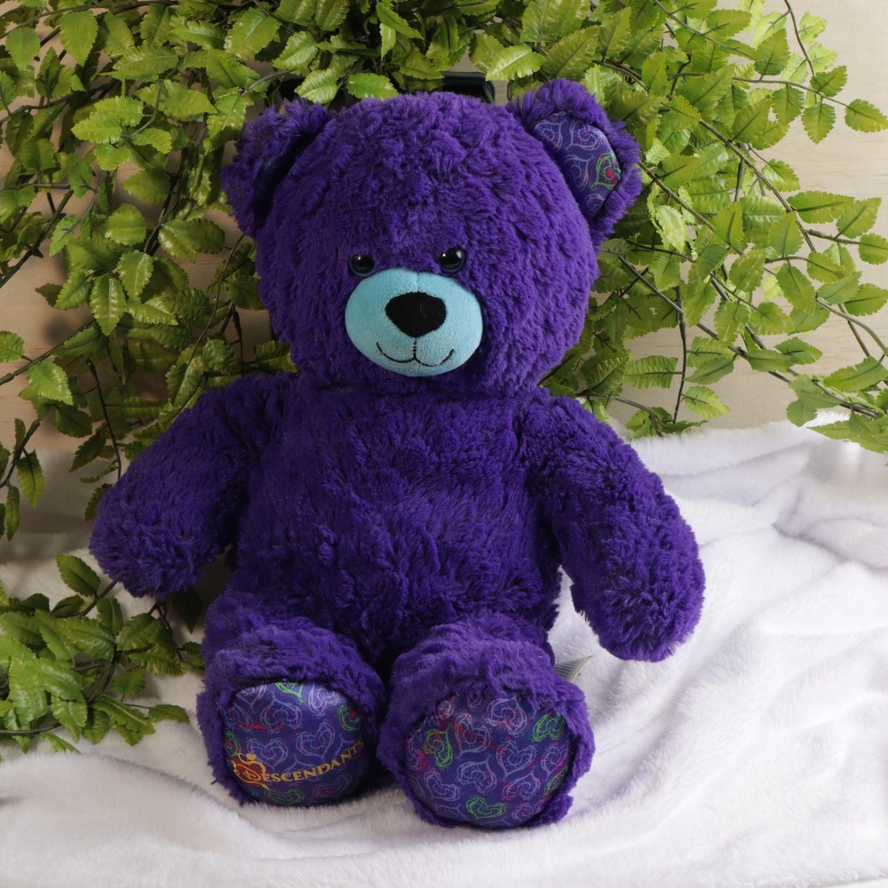 Build-A-Bear Disney Descendants Purple Teddy Bear Plush Heart Pattern Feet